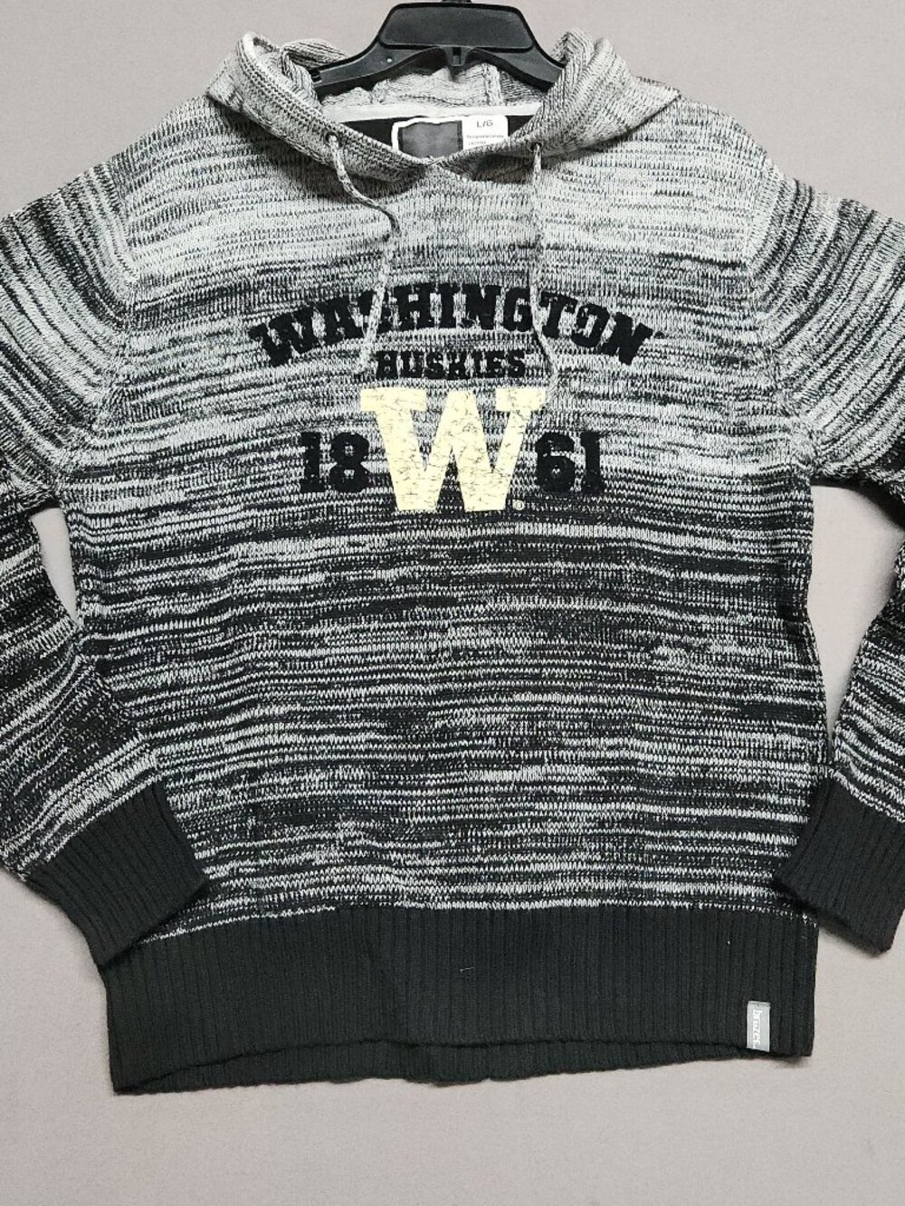 Bruzer Washington Huskies 1861 Womens Hoodie L Married Black Gray Cotton 125